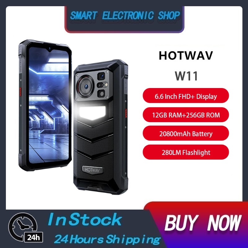 HOTWAV W11สมาร์ทโฟนที่ทนทานAndroid 13 20800MAhแบตเตอรี่6.6 ''FHD + 12GB RAM 256GB ROM 280LMไฟฉาย33W ราคา 7,800 บาท*ส่งฟรี