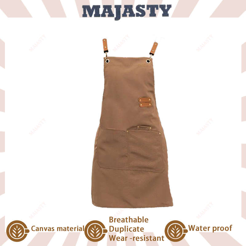 Perfessional Kitchen Apron Waterproof Women Men Waiter Cafes Nail Kitchen Cotton Canvas Apron With Pocket ราคา 155 บาท*ส่งฟรี