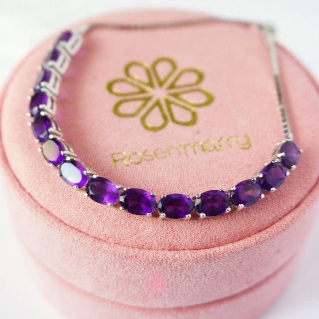 Natural Amethyst Bracelet Silver 925 , Gift for her , Birthday Gift , Birthstone ราคา 4,500 บาท*ส่งฟรี