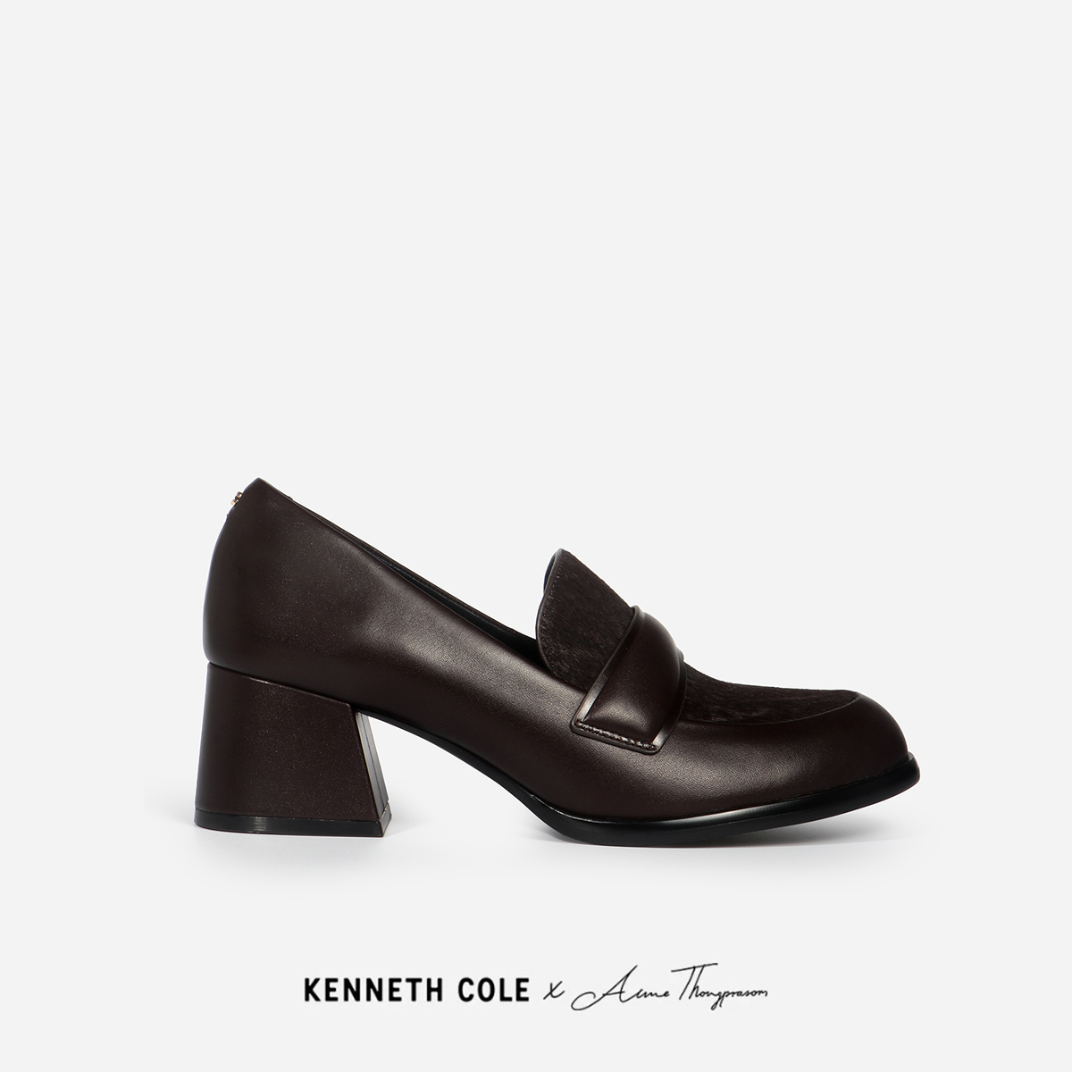 Kenneth Cole X Anne Thongprasom Women's High Heel Shoes Model Alina Loafer Chocolate/Calf Hair Brown (Hel - Kf45208Le-202) ราคา 6,490 บาท*ส่งฟรี