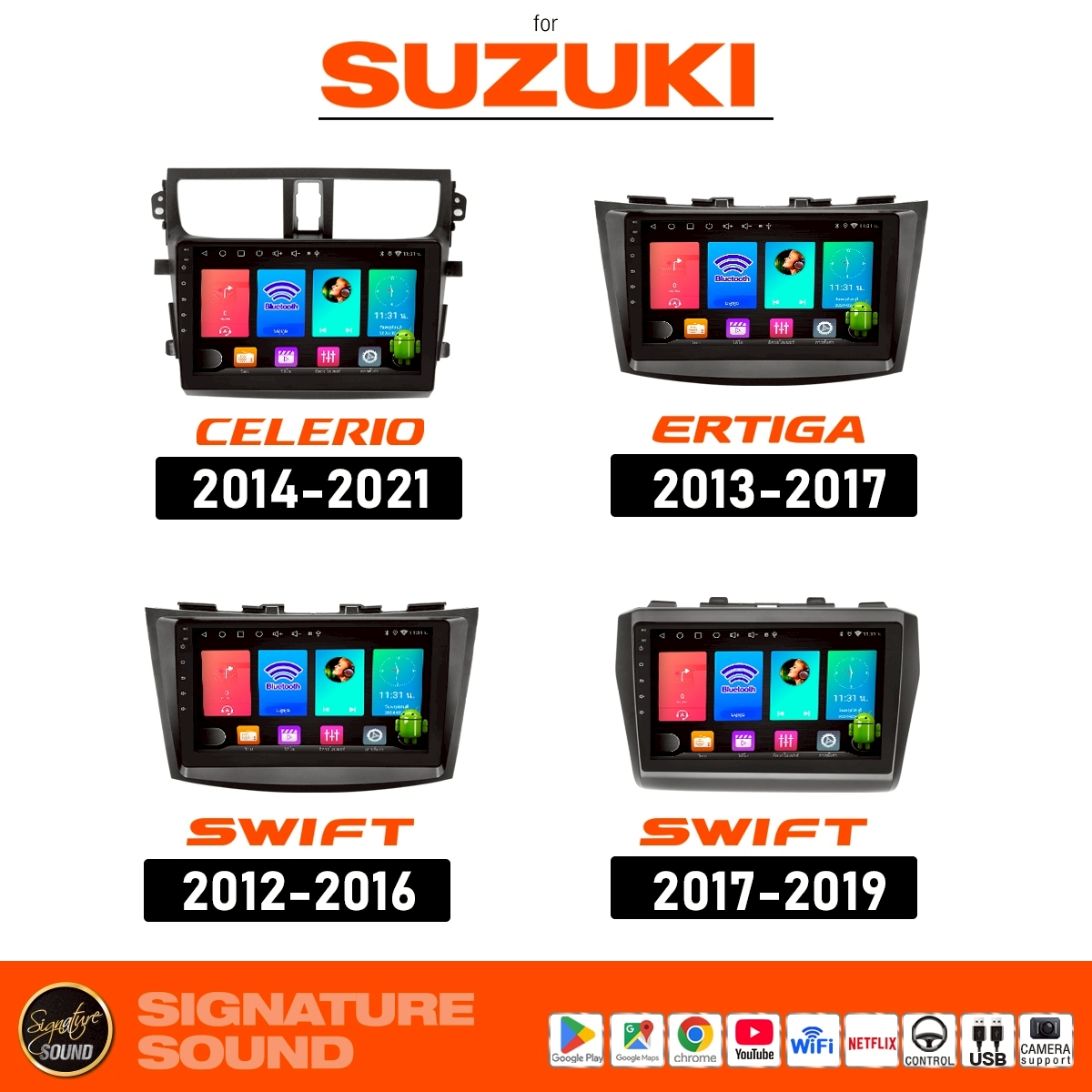 อุปกรณ์ประดับยนต์และชิ้นส่วนยานยนต์ Signature sound Android Car Screen ระบบเครื่องเสียงรถยนต์ หน้าจอ Android หน้าจอ Android สำหรับ Suzuki ปี 12-16 / 13-17 / 17-19 / 14-21 หน้าจอรถยนต์ ราคา 4,990 บาท*ส่งฟรี