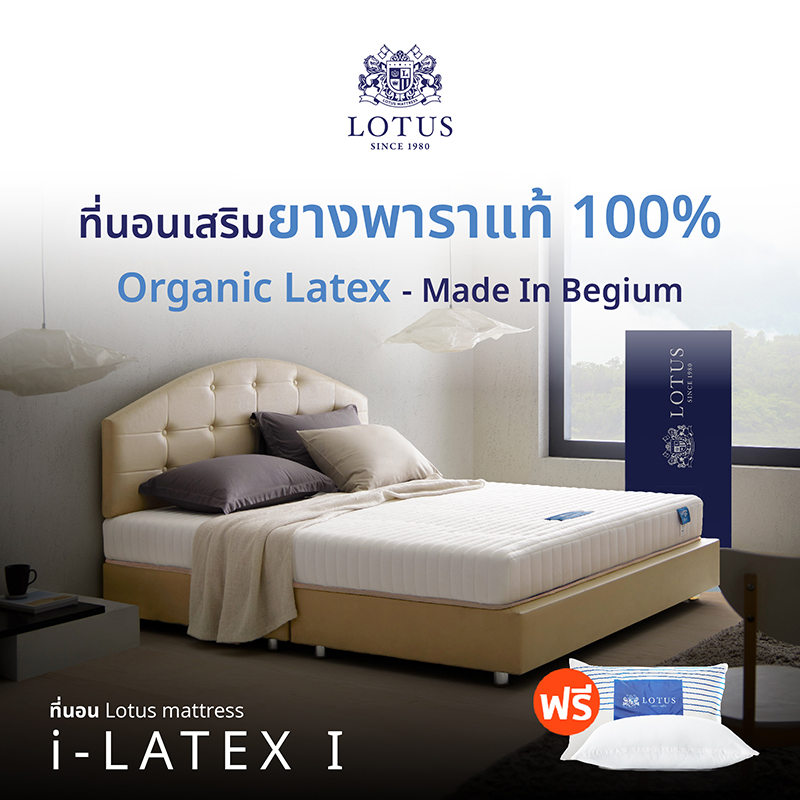 LOTUS ที่นอนยางพารา (สเปคแน่นสบาย) รุ่น i-Latex I หนา 7 นิ้ว*ฟรีหมอนหนุนสุขภาพ ส่งฟรี ราคา 7,790 บาท*ส่งฟรี