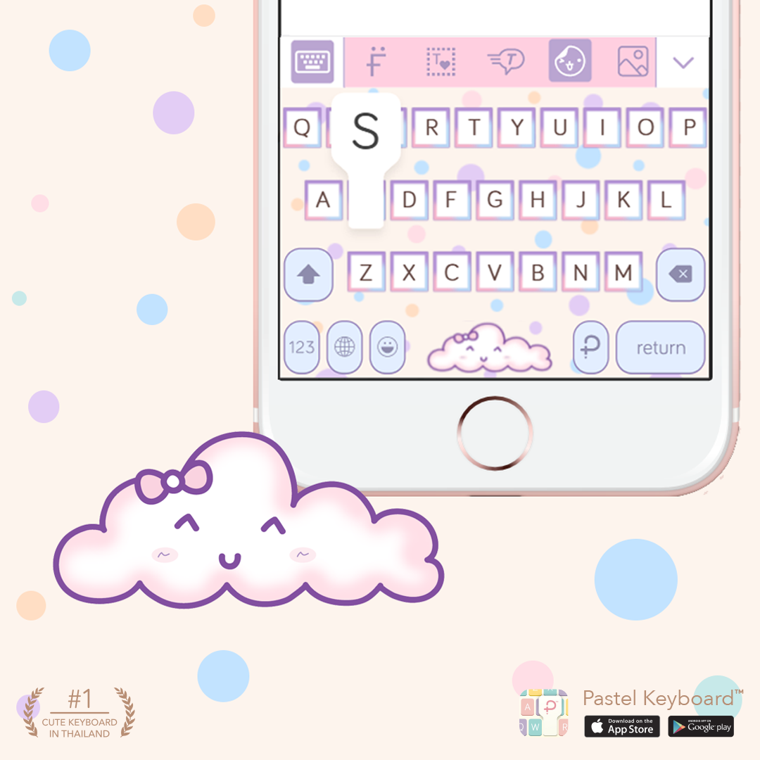 บัตรกำนัลดิจิทัล อีเวาเชอร์ส่วนลดสินค้า Pastel Keyboard ธีมแป้นพิมพ์ Smile Cloud 5⎮ (E-Voucher) สำหรับแอปแป้นพิมพ์สีพาสเทล ราคา 69 บาท*ส่งฟรี