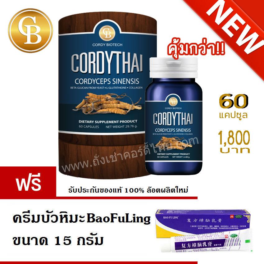 [สูตรใหม่] CORDYTHAI For Her (60 แคปซูล/กระปุก ) คอร์ดี้ไทย ถั่งเช่า ม.เกษตร สำหรับผู้หญิง กระป๋องสีน้ำเงิน ( 1 กระปุก )  +ฟรี ครีมบัวหิมะ 15 กรัม