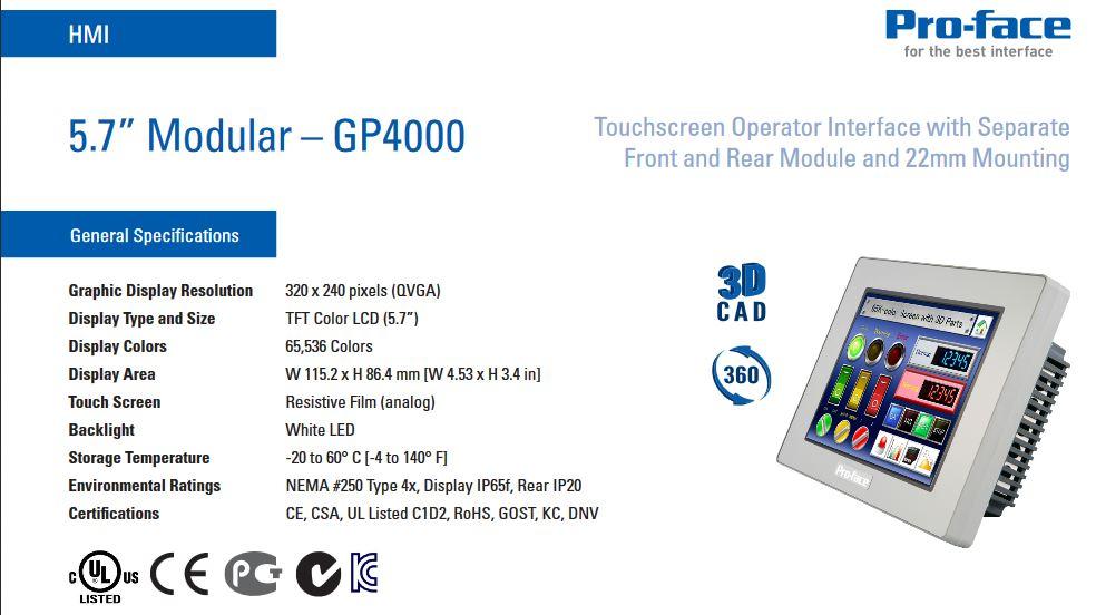 Pro-face PFXGM4301TAD GP-4301TM Touch Screen HMI Control Panel
