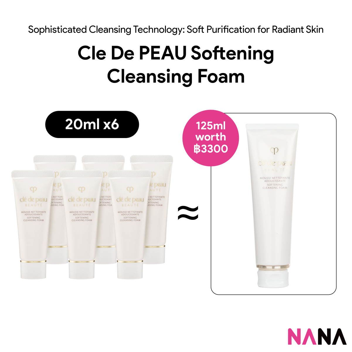 Cle De PEAU Softening Cleansing Foam Sample Pack (20ml x 6/3) (เคลย์ เดอ โป) โฟมล้างหน้า Cle De PEAU, ทำความสะอาดผิว, บำรุงผิว, ตัวอย่างแพ็ค ราคา 1,090 บาท*ส่งฟรี