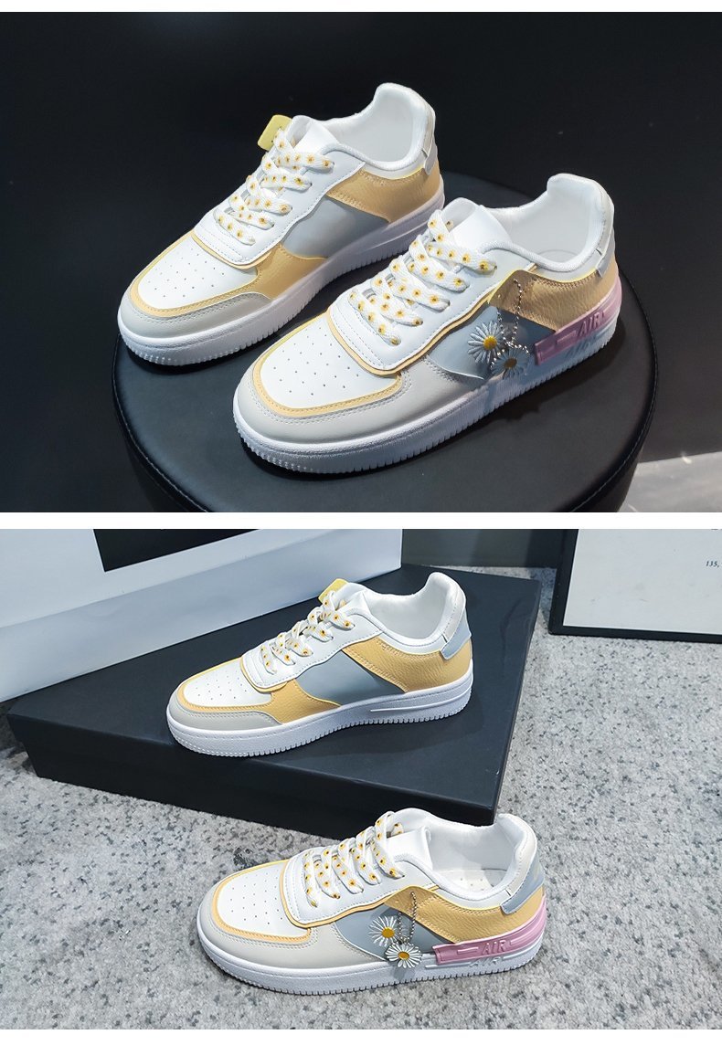 Pioneer Store 2022 mới giày thể thao daisy nhỏ thoáng khí của phụ nữ Hồng Kông phong cách macaron giản dị giày trắng 17