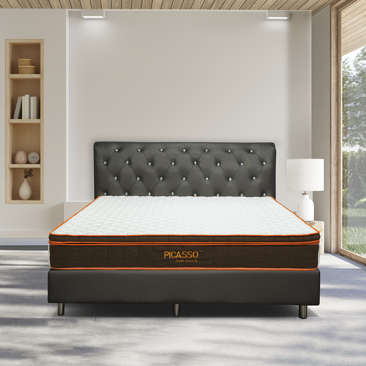 Picasso ที่นอนพ็อกเก็ตสปริง รุ่น Smile Boxtop หนา 12 นิ้ว แถมฟรี!! เครื่องนอน 11 ชิ้น ติดตั้งและจัดส่งฟรี [รับประกัน 10 ปี] ราคา 19,900 บาท*ส่งฟรี