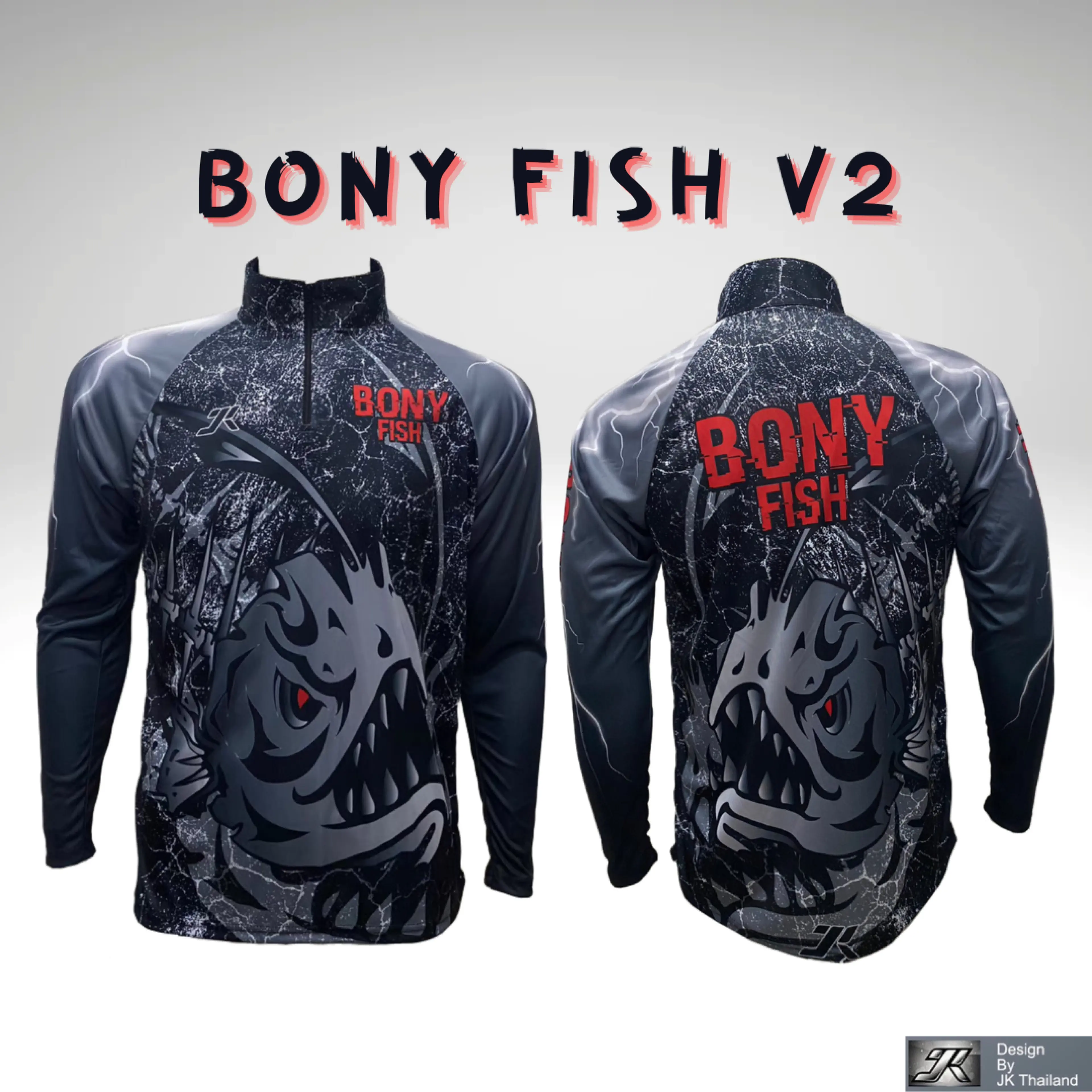 ลาย BONY FISH V2 เสื้อตกปลา,มอไซร้,จักรยาน JK Thailand กันยูวี80% แห้งเร็ว ผู้ชาย ผู้หญิง สำหรับกีฬากิจกรรมกลางแจ้ง