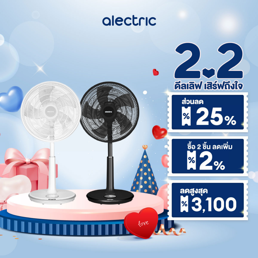 Alectric Smart Slide Fan Remote, 16 Inch Slide Fan, Model Rf2, 3 Year Warranty. ราคา 1,190 บาท*ส่งฟรี