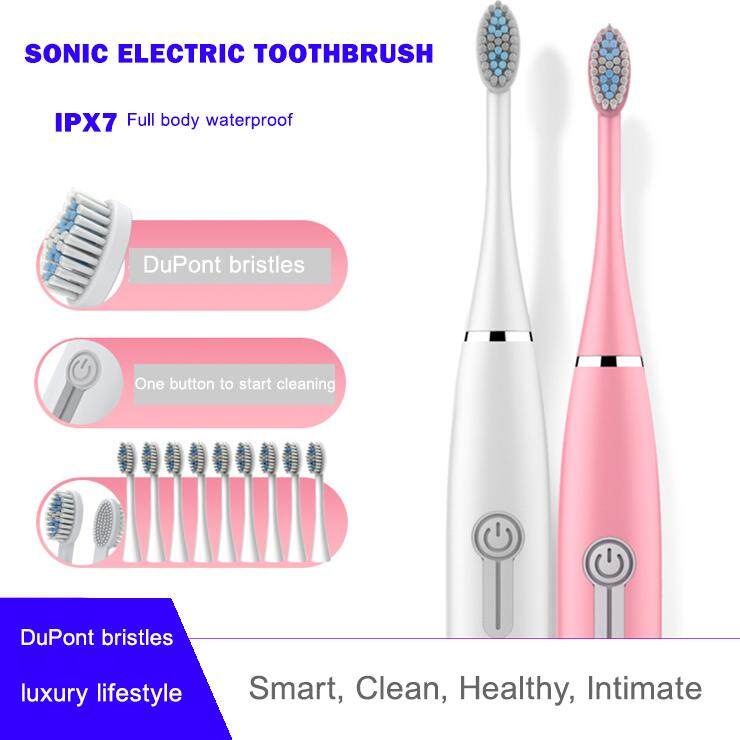 แปรงสีฟันไฟฟ้า ช่วยดูแลสุขภาพช่องปาก ชัยภูมิ แปรงสีฟันไฟฟ้าสำหรับผู้ใหญ่แบบแบตเตอรี่แห้ง 6 โหมด   5 หัวแปรง  Electric toothbrush adult household non rechargeable ultrasonic toothbrush 6 Modes  5 brush head