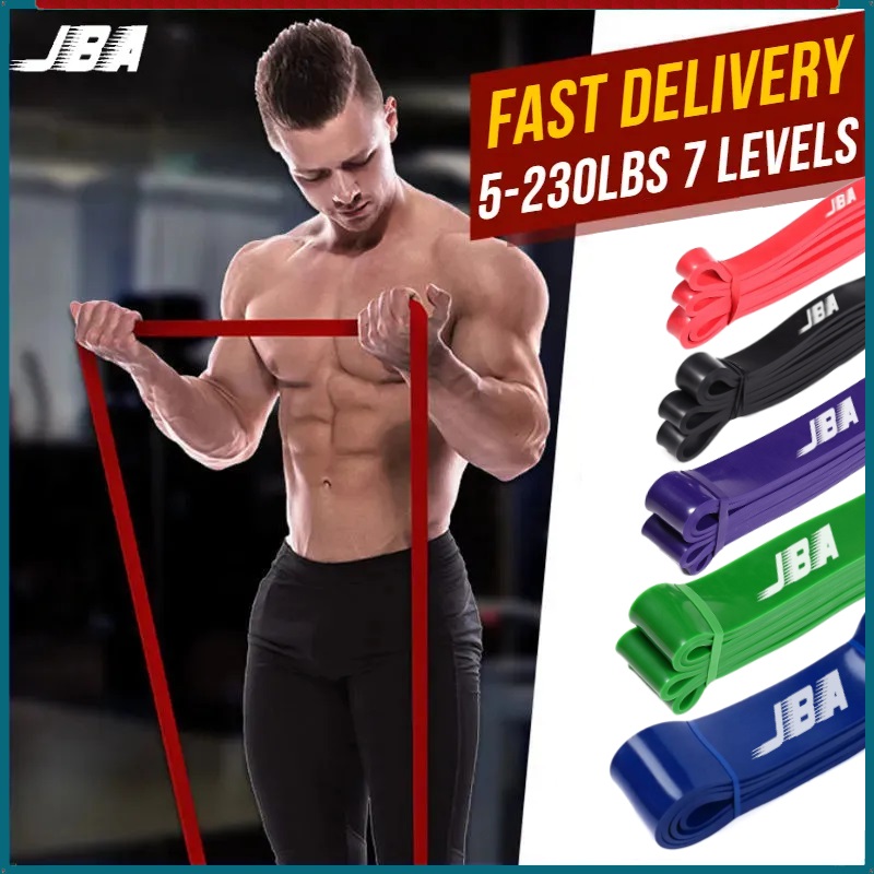 【HOT JBA Resistance Band For Workout 5-230 Lbs 7 Sizes Thick Exercise Band Rubber For Beginner Professional Elastic Band For Workout 2-104KG Pull-ups Strap COD Exercise Band 弹力带健身 Free Shipping