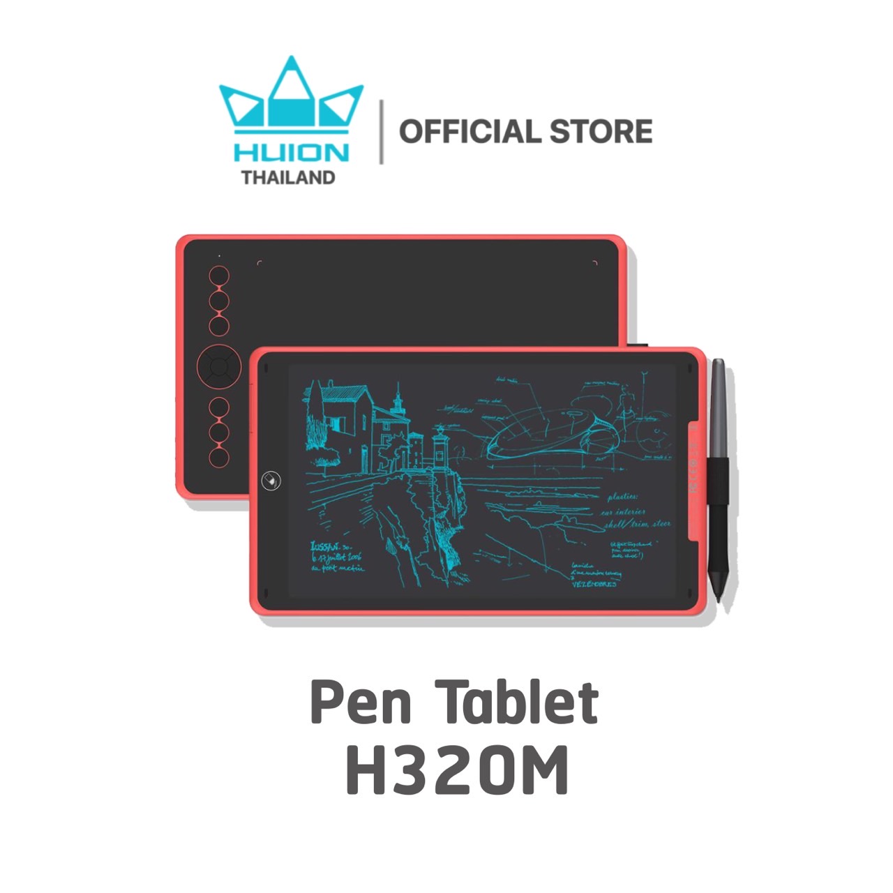 Huion H320M Quick note Creative Pen Tablet , mouse pen with drawing monitor (new model-Warranty Thai 2 years-with services center) ราคา 3,400 บาท*ส่งฟรี