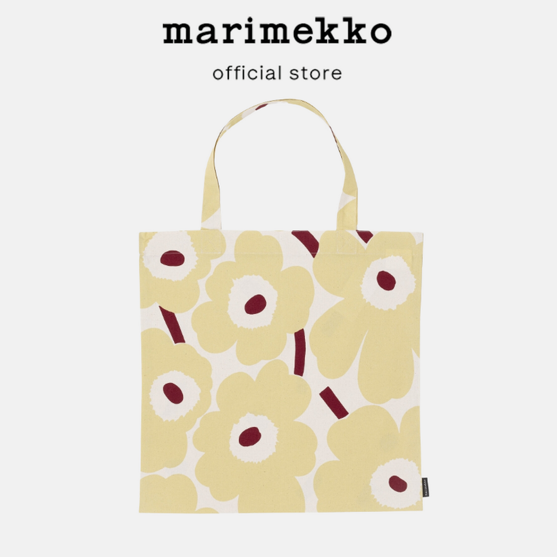MARIMEKKO PIENI UNIKKO BAG กระเป๋าผ้า กระเป๋าผ้าลายดอกไม้ กระเป๋าลายดอกไม้สีเหลือง ถุงผ้ารีดได้ กระเป๋าUnikko ถุงสีเหลือง ป๋าผ้าMarimekko Totebag 44X43CM ราคา 1,369 บาท*ส่งฟรี