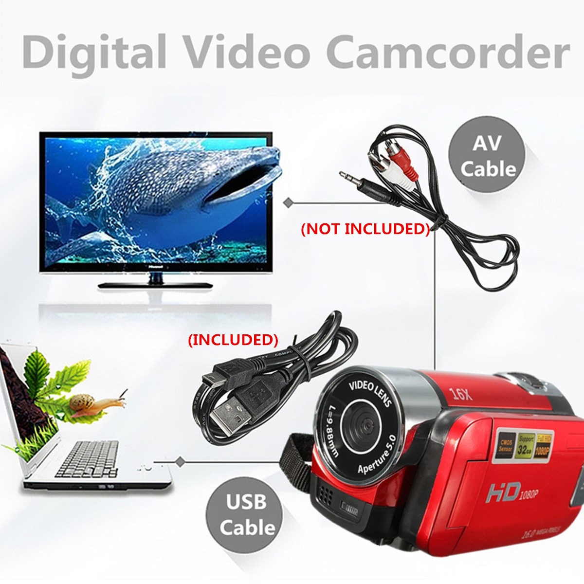 มุมมองเพิ่มเติมของสินค้า ดิจิตอลกล้องวิดีโอ กล้องวีดีโอกล้องถ่ายรูป ระบบตัวเลขความละเอียดสูงกล้องถ่ายวิดีโอกล้อง DV 16X Video Camera 16 Million Pixels HD 1080P Digitale Video Camcorder DV 16MP 2.7'' LCD Screen Toccare Schermo 16X Zoom Camera