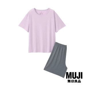 สินค้า มูจิ ชุดใส่อยู่บ้านเสื้อแขนสั้นและกางเกงขาสั้น ผู้หญิง - MUJI Short Sleeve Loear Set