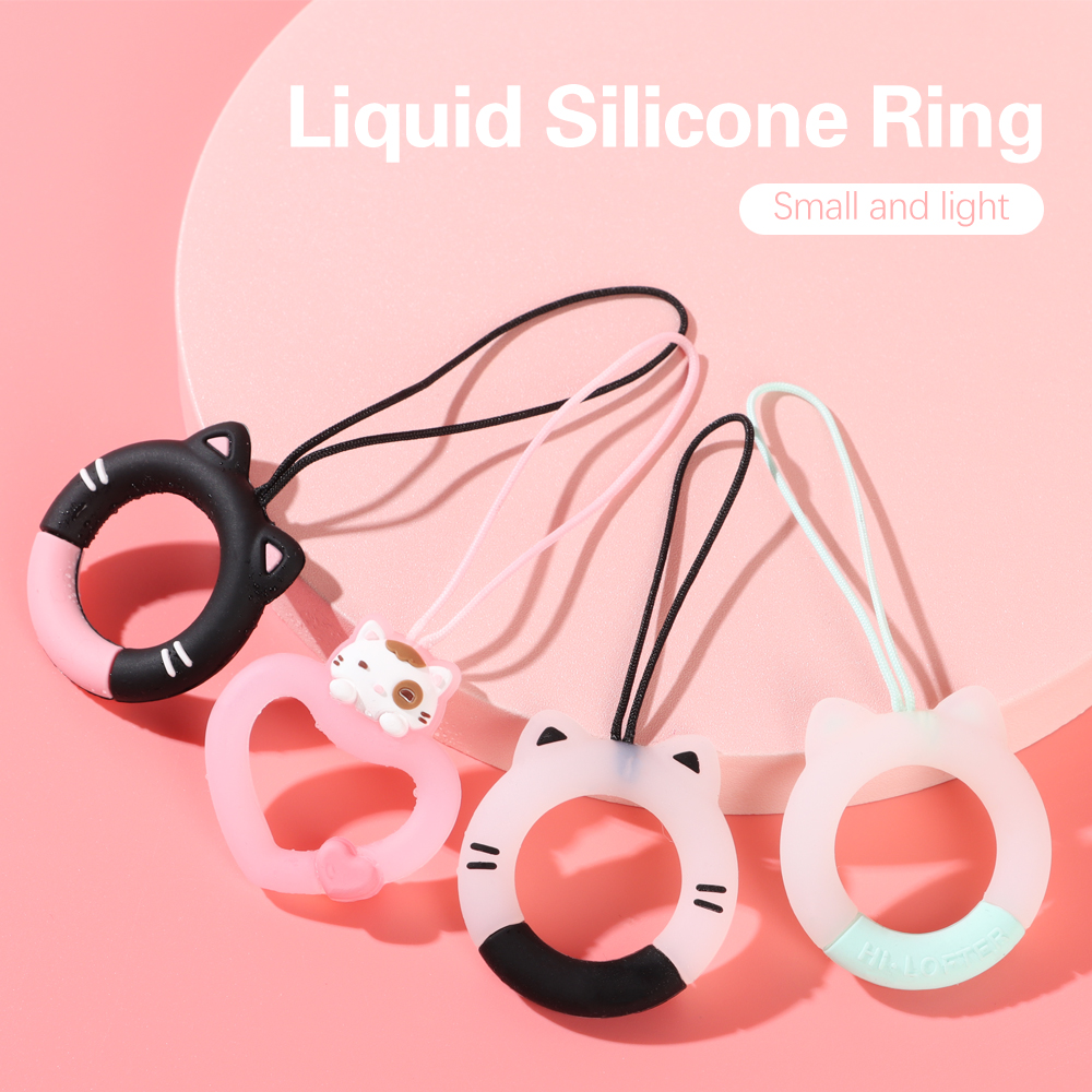 CHANGE FASHION Multicolor Soft Earphone Protective Case Stain Resistant Anti-Lost Mobile Phone Lanyard Pendant Silicone Ring
