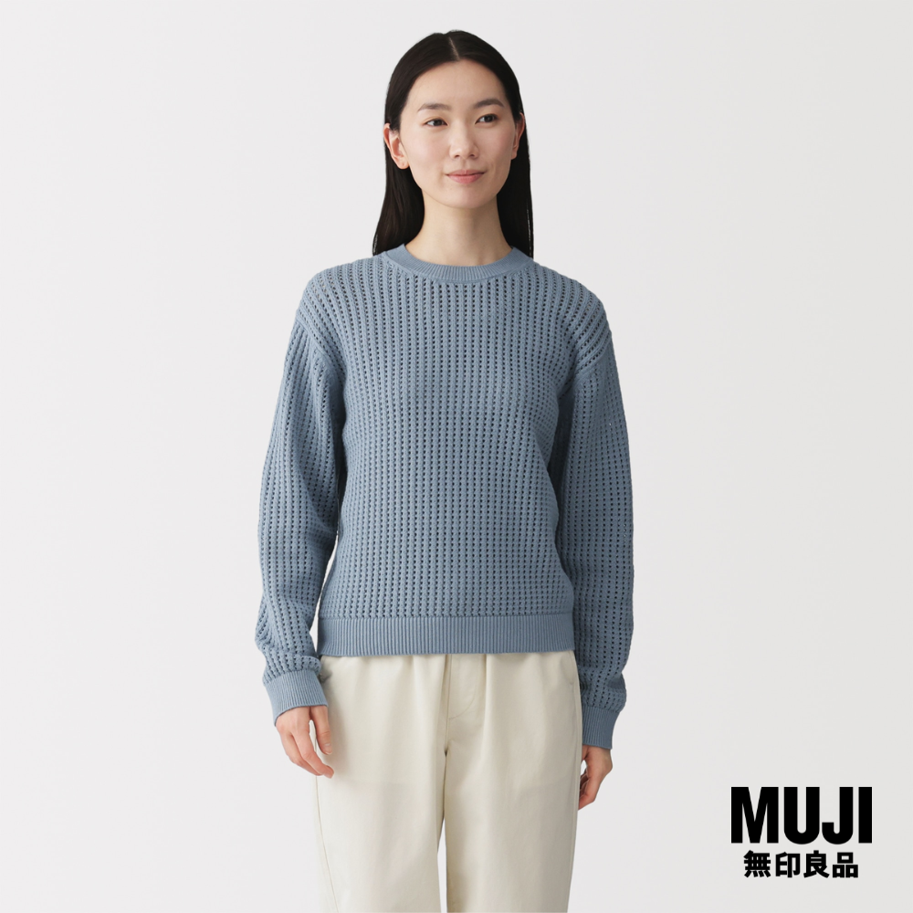 มูจิ เสื้อสเวตเตอร์คอกลม - MUJI Washable Mesh Crew Neck Sweater (BA1REA6S) ราคา 790 บาท*ส่งฟรี
