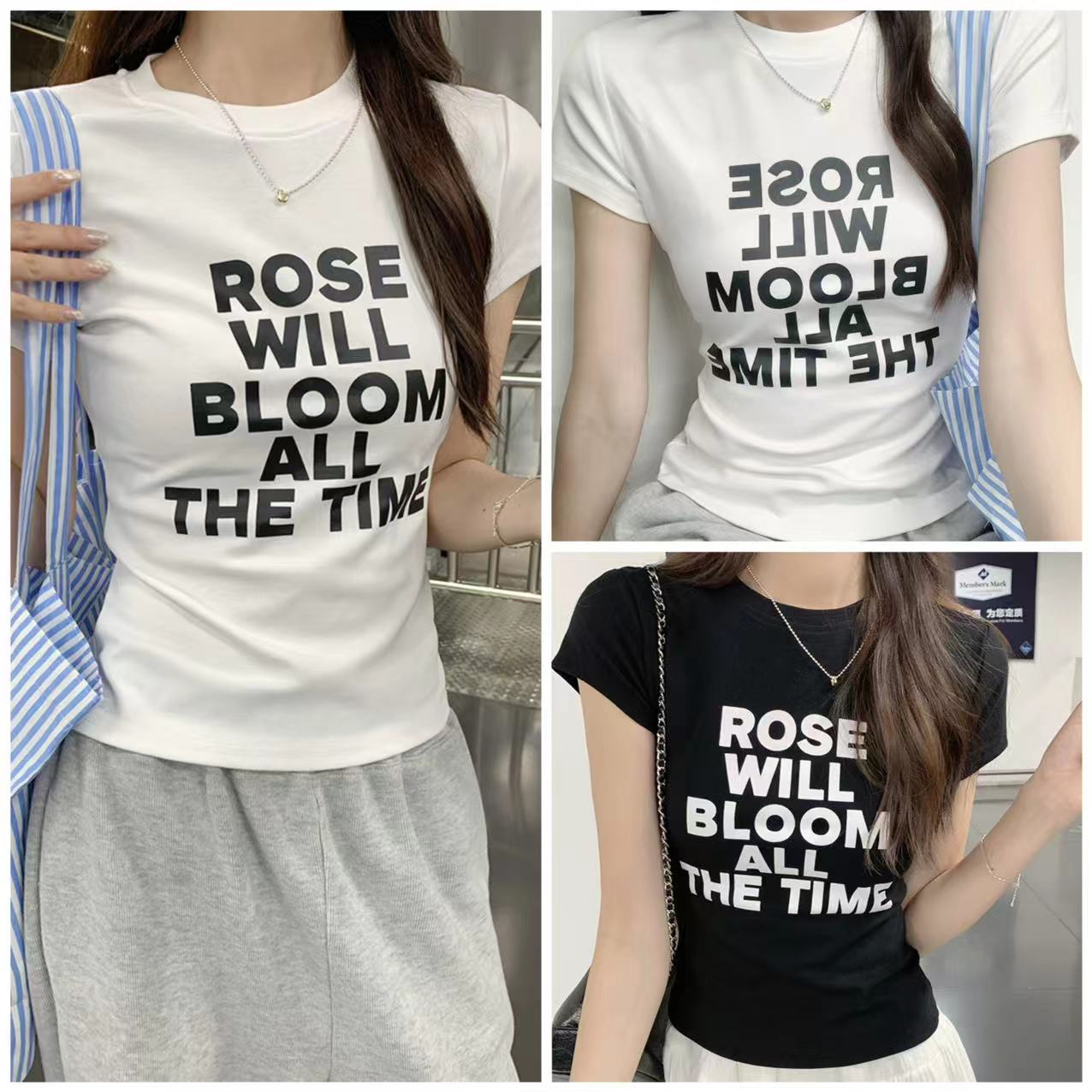 Korean Dress🎉T-shirt👗Korean style women's fashion T-shirt, American retro, letter print