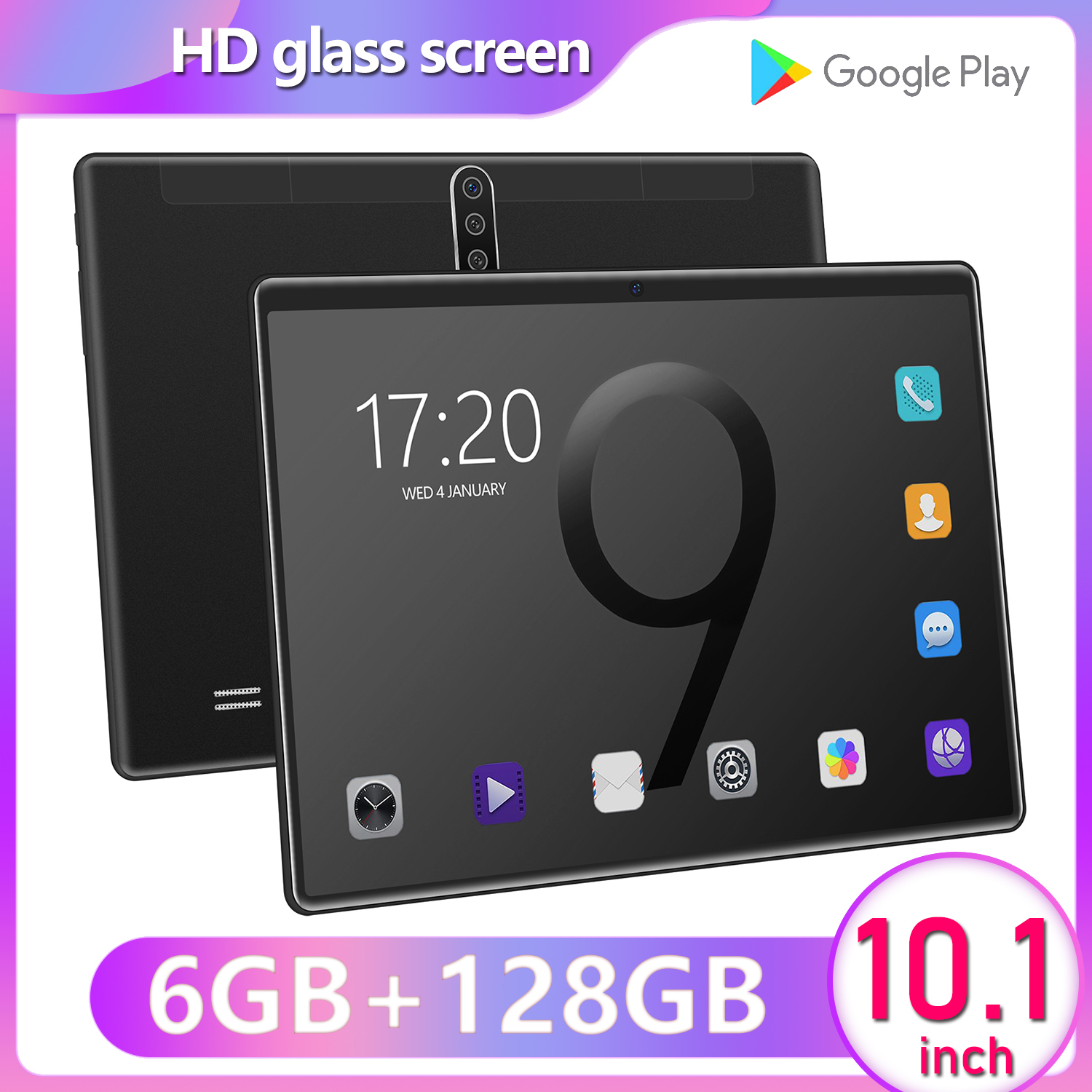 จัดส่งฟรี Android 10.1 นิ้วเล่นเกม 10-core แท็บเล็ตหน้าจอ HD WiFi บลูทู ธ โทร 3-G (6G+128G) 8800mAh 8MP+16MP