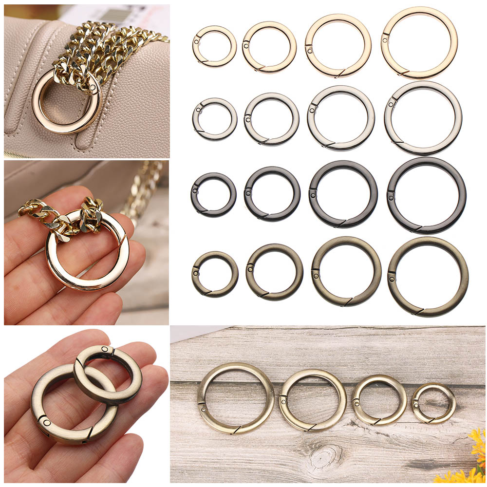 zbrtdr 1 PC สังกะสีอัลลอยด์ชุบประตูฤดูใบไม้ผลิ O-Ring หัวเข็มขัดคลิป Carabiner กระเป๋าถือรอบ Push Trigger Snap Hooks กลางแจ้ง Carabiner