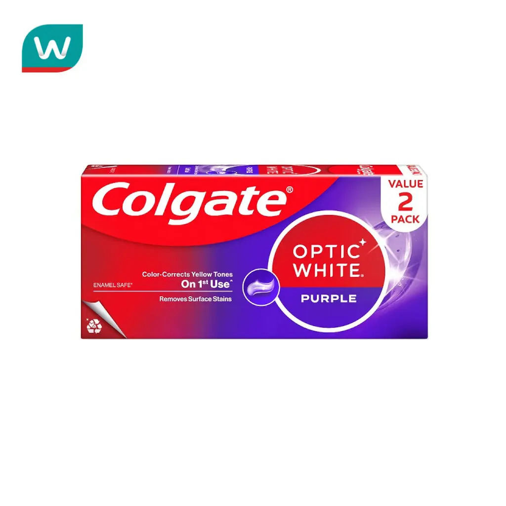 Colgate Colgate Toothpaste Optic White Purple 100 Grams, Double Pack 100g X2