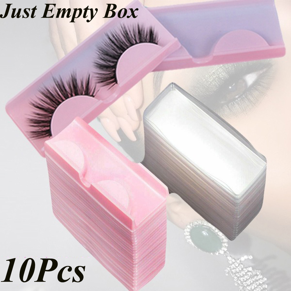 GUORE สีชมพู10Pcs Reuseable สำหรับขนตาปลอมว่างเปล่าโปร่งใสขนตาถาดที่เก็บขนตากรณีบรรจุกล่องคอนเทนเนอร์