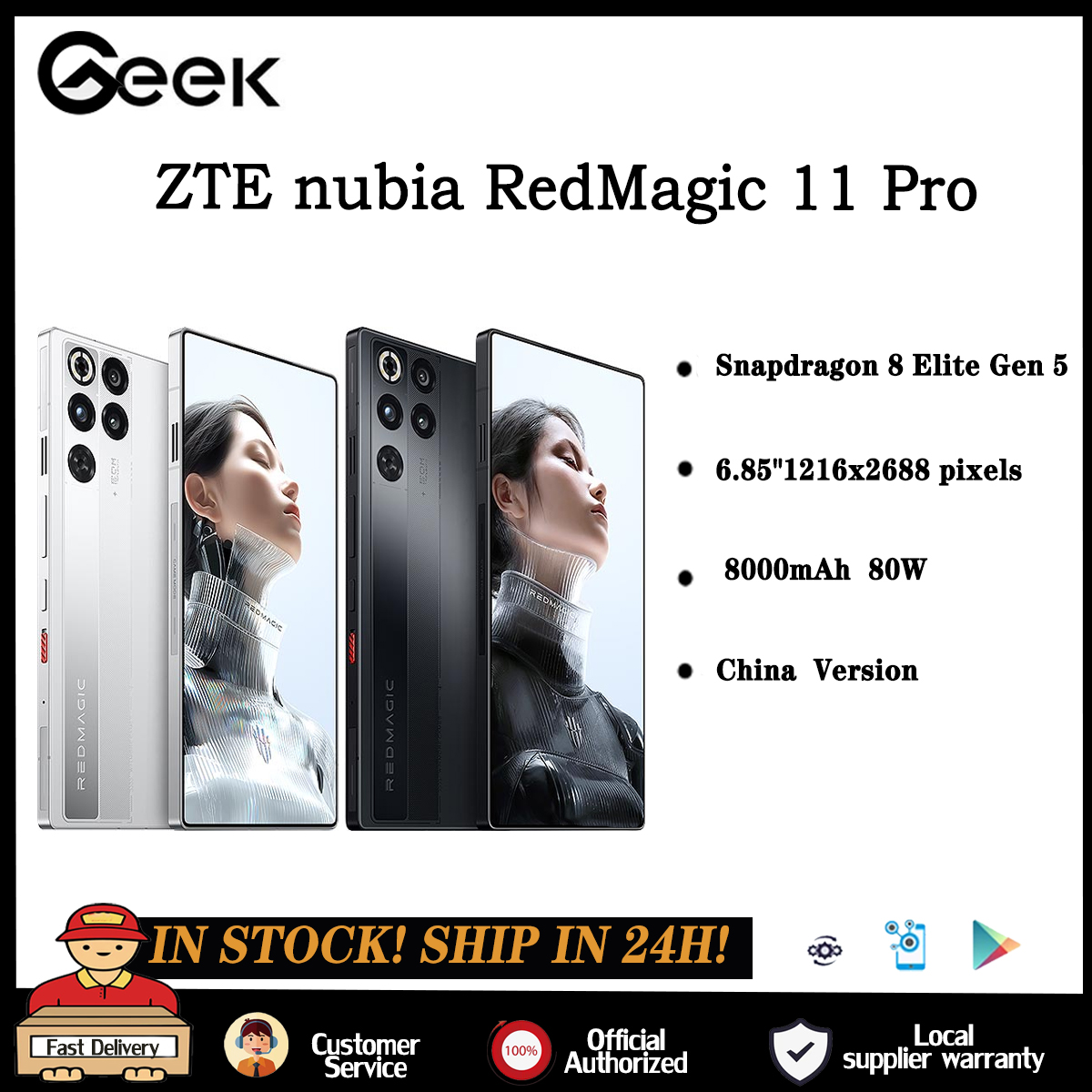 New Zte Nubia Redmagic 11 Pro 5g Snapdragon 8 Elite Gen 5 China Rom 8000Mah 80W Wired 6.85 Inches Amoled 144Hz Google Play ราคา 32,559 บาท*ส่งฟรี