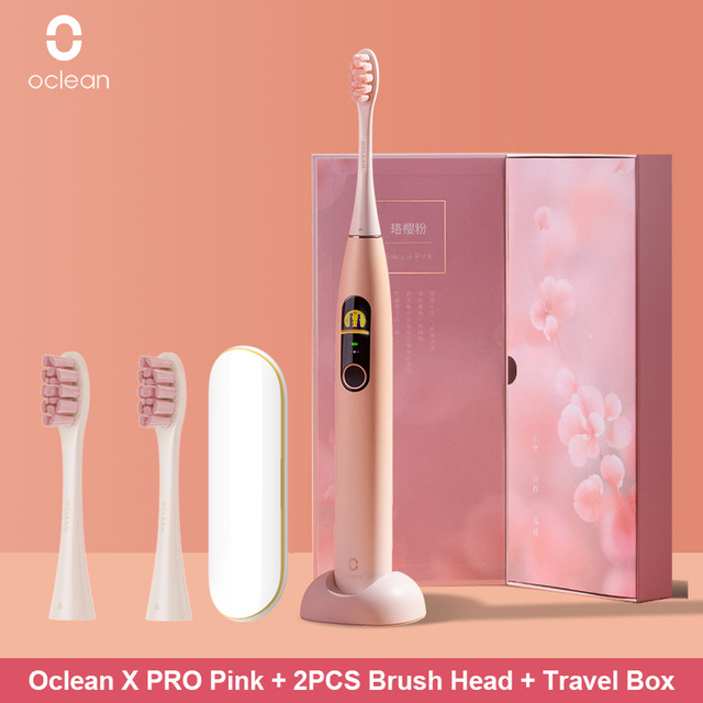 Oclean X Pro แปรงสีฟันไฟฟ้าพลังคลื่นเสียงผู้ใหญ่ IPX7อัลตราโซนิกอัตโนมัติ Fast ชาร์จแปรงฟันสีชมพู