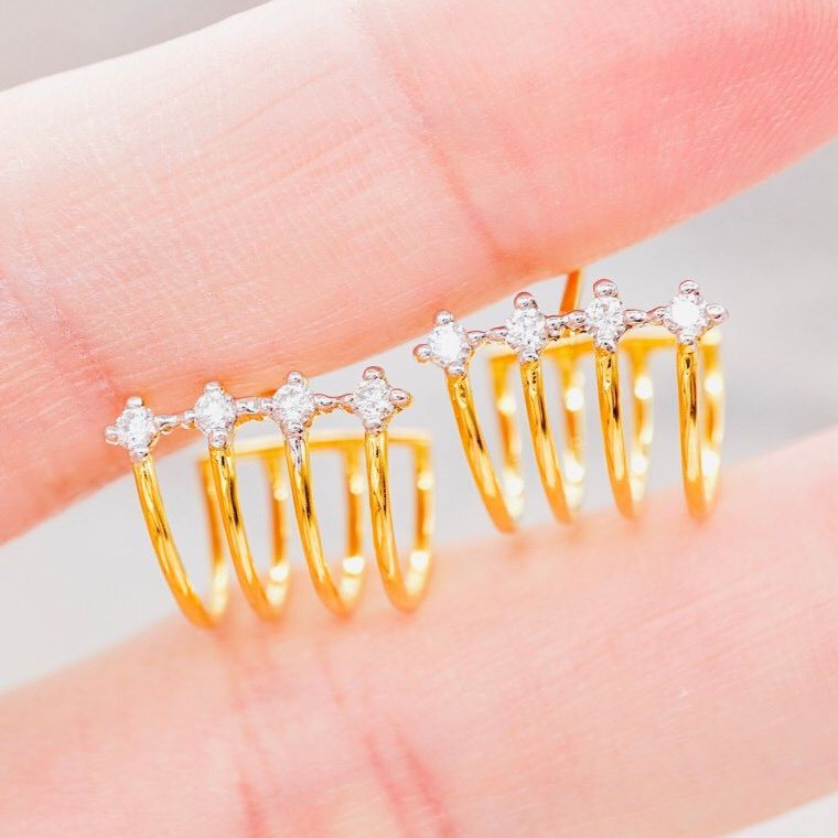 [Pcpy Jewelry] Genuine Diamond Earrings, 9K Gold (37.5% Gold Content), 100% Genuine Diamonds, Belgian Cut [9Kpeo54] ราคา 30,990 บาท*ส่งฟรี