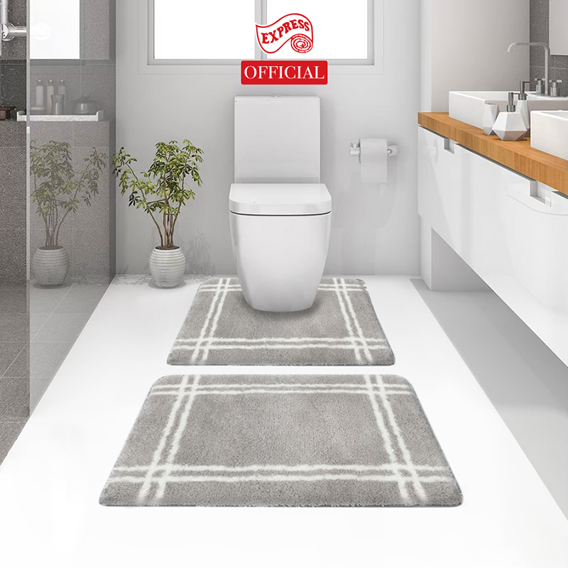 2 PIECES STELLAR BORDER BATH MATS 45x70cm.+U-SHAPE 50X60cm. SOFT MAT THICK 16-20mm BATH ROOM MATS, TPR ANTI-SLIP BACKING, WASHABLE BY EXPRESS CARPET ราคา 1,120 บาท*ส่งฟรี