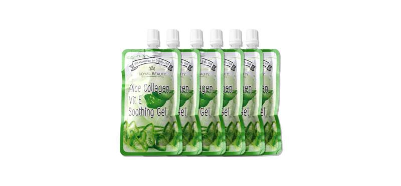 Royal Beauty Aloe Collagen Vit E Soothing Gel  40g x 4pcs  เจลบำรุงผิวหน้าและผิวกาย จากรอยัล บิวตี้ มีวิตามินบี3 ช่วยบำรุงให้ความกระจ่างใส จุดด่างดำ ฝ้าแดดแลดูจางลง ผสานว่านหางจระเข้ฟื้นบำรุงผิวหลังออกแดด พร้อมป้องกันมลภาวะ