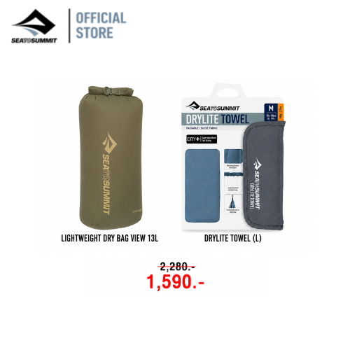 [Best Value Set] Sea to Summit Lightweight Dry Bag 13L + Drylite Towel (L) Waterproof Bag with Quick-Drying Towel. ราคา 1,590 บาท*ส่งฟรี