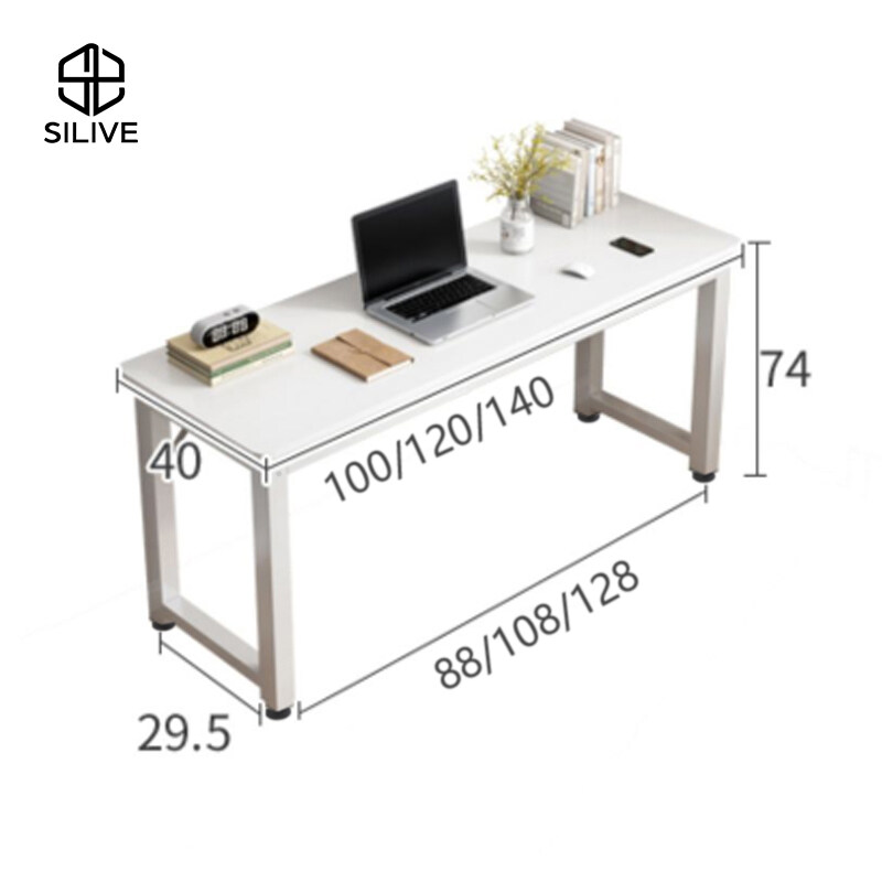 มุมมองเพิ่มเติมของสินค้า Silive Shop สปอตสินค้า🔥 โต๊ะคอม มีขนาด 140*40*73 cm โต๊ะทำงาน โต๊ะอาหาร โต๊ะไม้ โต๊ะอ่านหนังสื ดีไซน์ สวยงาม # DN 05