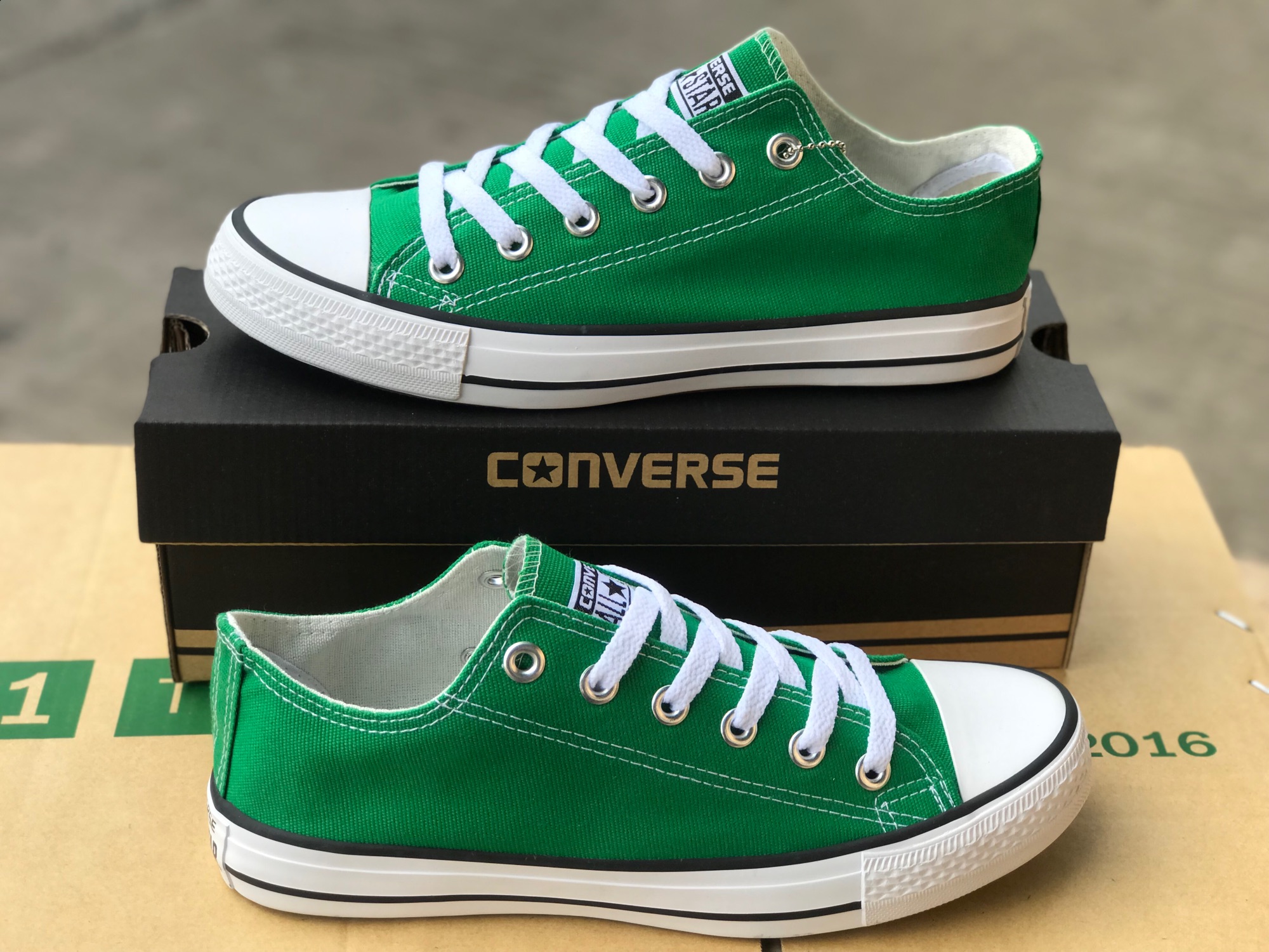 มุมมองเพิ่มเติมของสินค้า Converse All Star ข้อสั้น : สีเขียว (แบบใหม่)