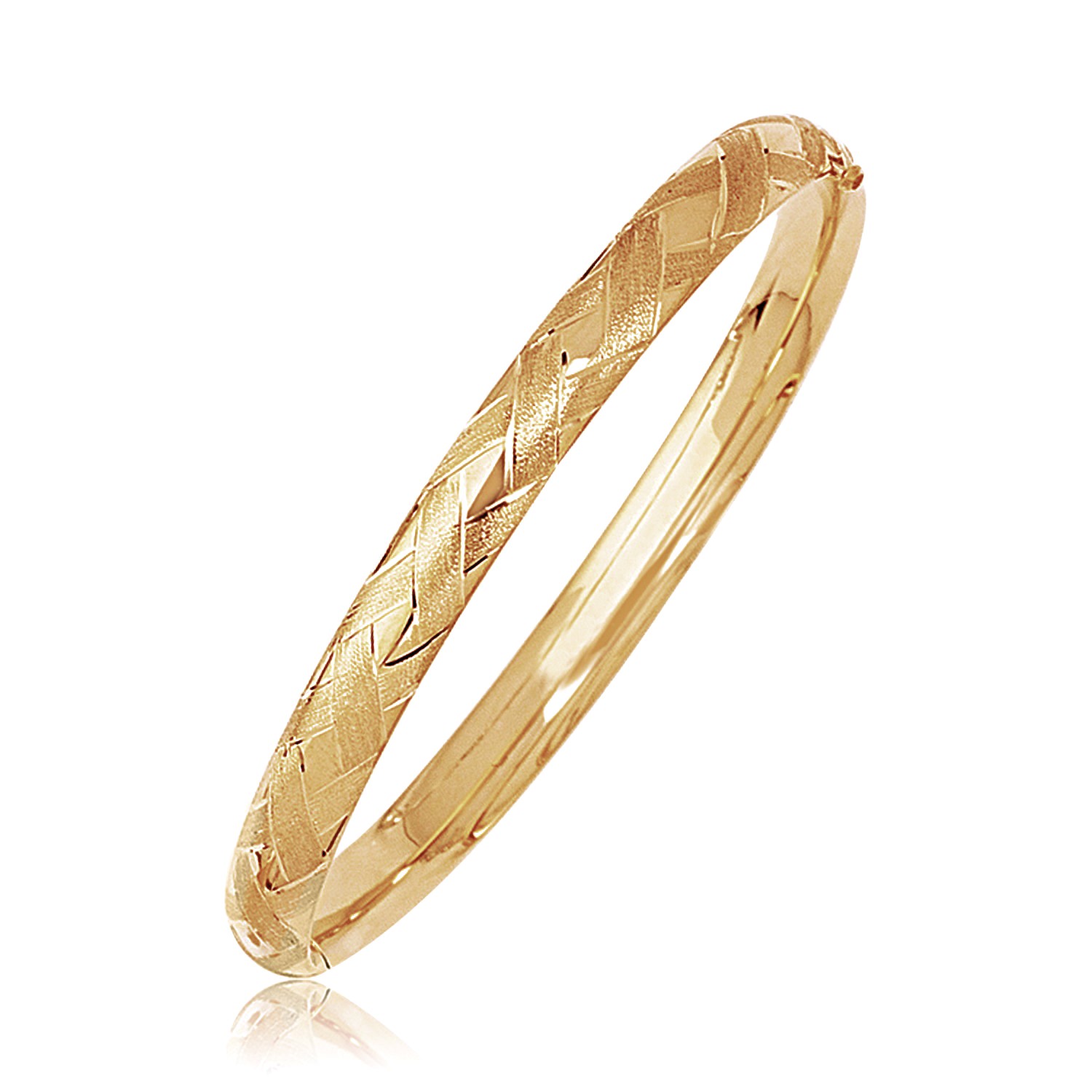 Nathalias NY Fancy Woven Design Domed Bangle in 14k Yellow Gold (6.00 mm) 24088 ราคา 74,200 บาท*ส่งฟรี