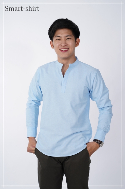 เสื้อเชิ้ต Smart Shirt แบบผ่า คอจีน แขนยาว หลากสี