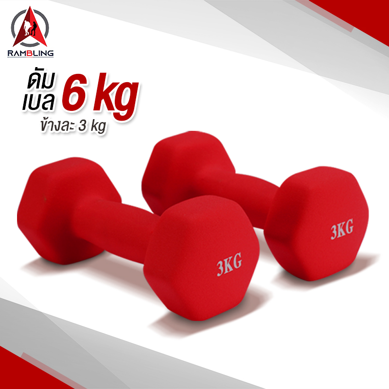 Dumbbell ดัมเบล ชนิดเหลี่ยม น้ำหนัก 6 kg.