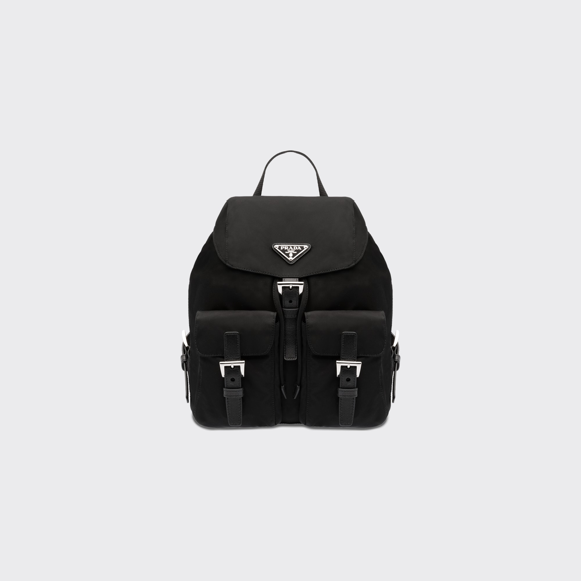 Authentic New Prada Black Nylon Small Backpack with Gold Hardware 1BZ677