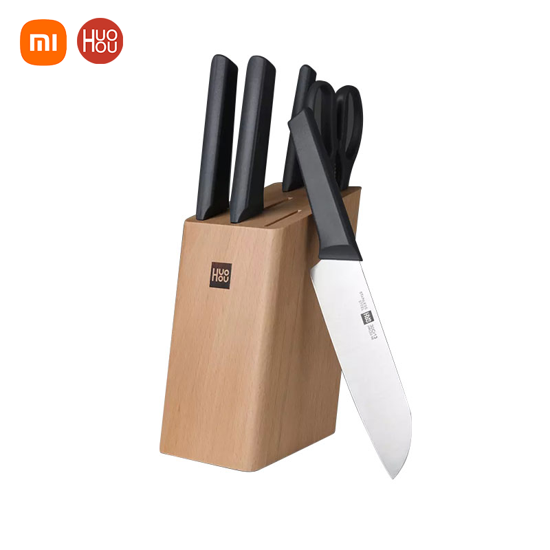 HUOOU Xiaomi Youpin มีดทำครัวสแตนเลส Stainless steel Kitchen Knife 6 Piece Set ราคา 799 บาท*ส่งฟรี