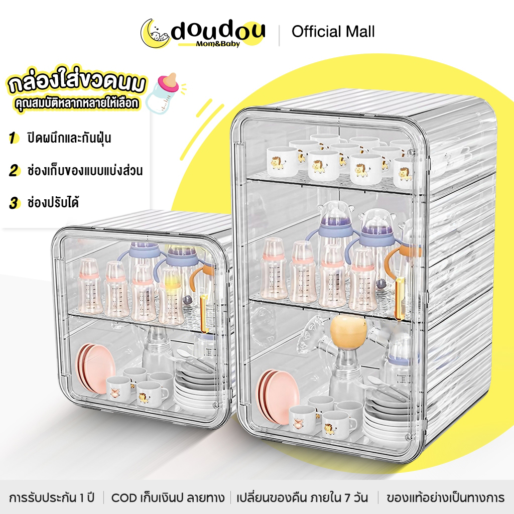 Doudou Baby Bottle Storage Box Baby Storage Box Large Capacity, 4 Layers, Dustproof Storage Box with Lid. ราคา 489 บาท*ส่งฟรี