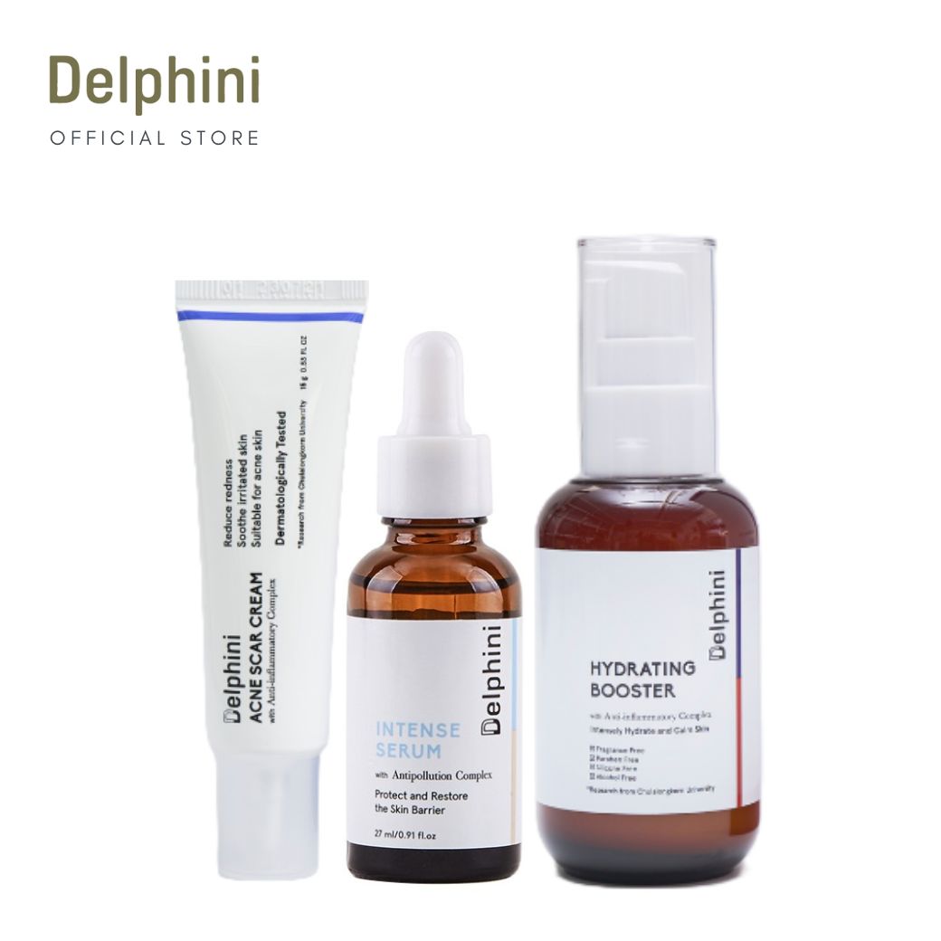 Healthy Hydration Set : Delphini Intense Serum,  Acne Scar Cream and Hydrating Booster