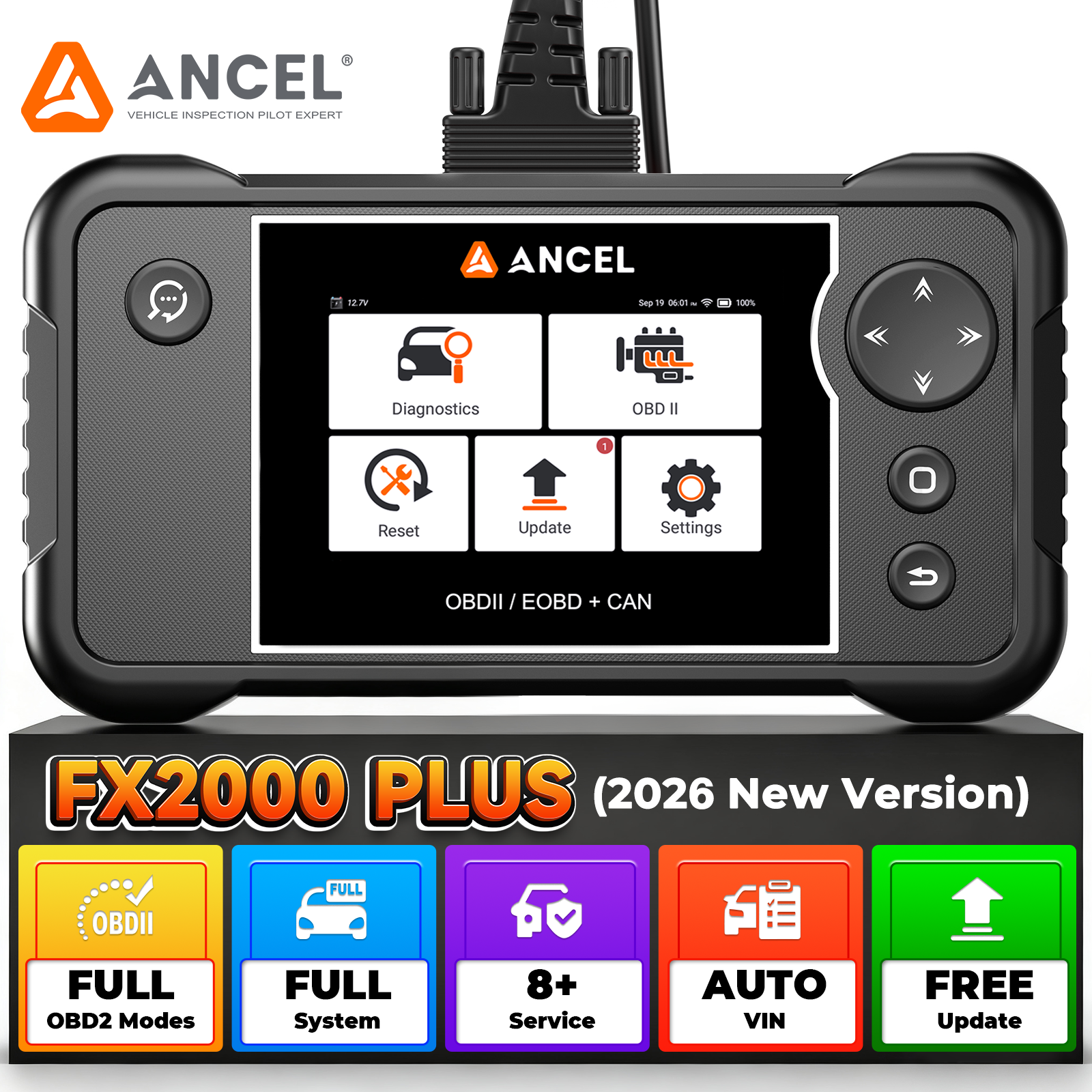 ANCEL FX2000 Plus OBD2 Scanner Full System Car Diagnostic Tool ABS Code Reader Battery Matching Throttle Reset Lifetime Free Use ราคา 9,750 บาท*ส่งฟรี