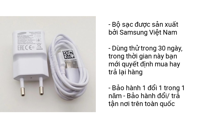 Bộ Sạc Samsung 7.75W Chân Micro USB, Dùng Cho Điện Thoại Samsung Dòng J7, Một Số Điện Thoại Dòng A Không Có Sạc Nhanh