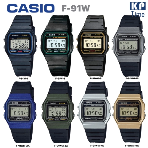 Casio Digital นาฬิกาข้อมือผู้ชาย/ผู้หญิง สายเรซิน รุ่น F-91W ของแท้ ประกัน CMG