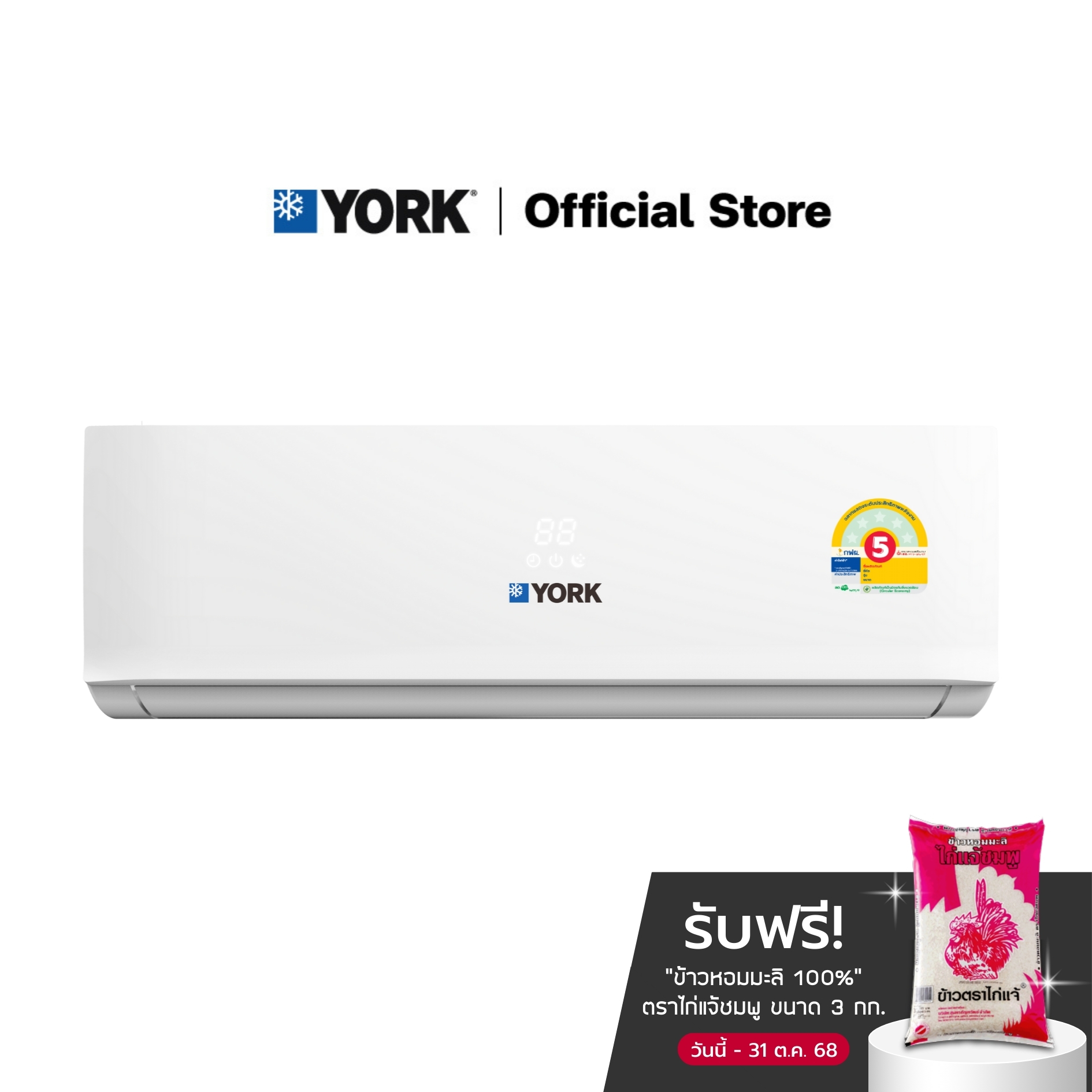 YORK Wall type air conditioner IONIC Inverter YJJF Ionizer Air Purifier System ราคา 12,900 บาท*ส่งฟรี
