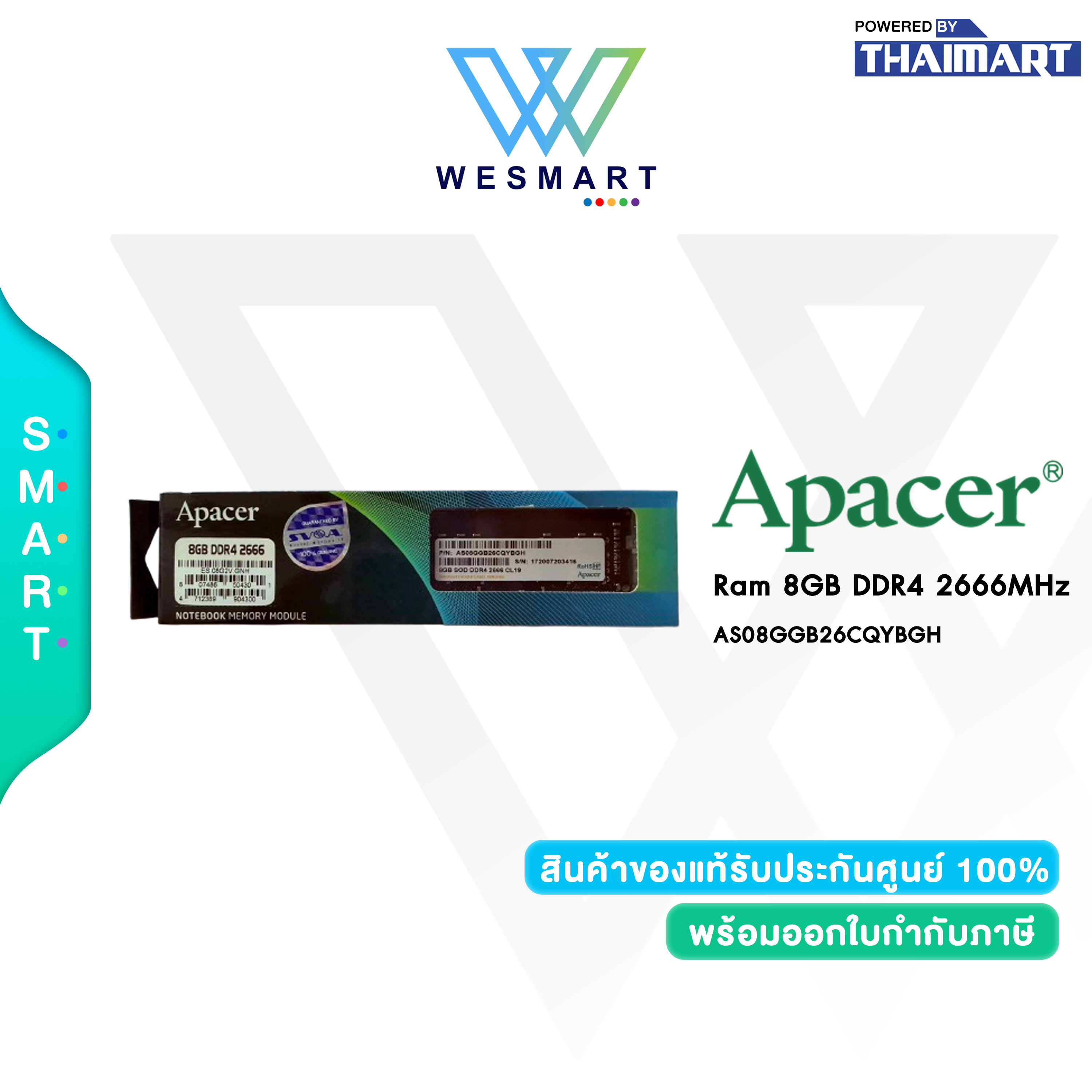 Apacer (Notebook Ram) Ram for Notebook Ddr4 8Gb 2666Mhz As08Ggb26Cqybgh Warranty by Svoa ราคา 1,790 บาท*ส่งฟรี