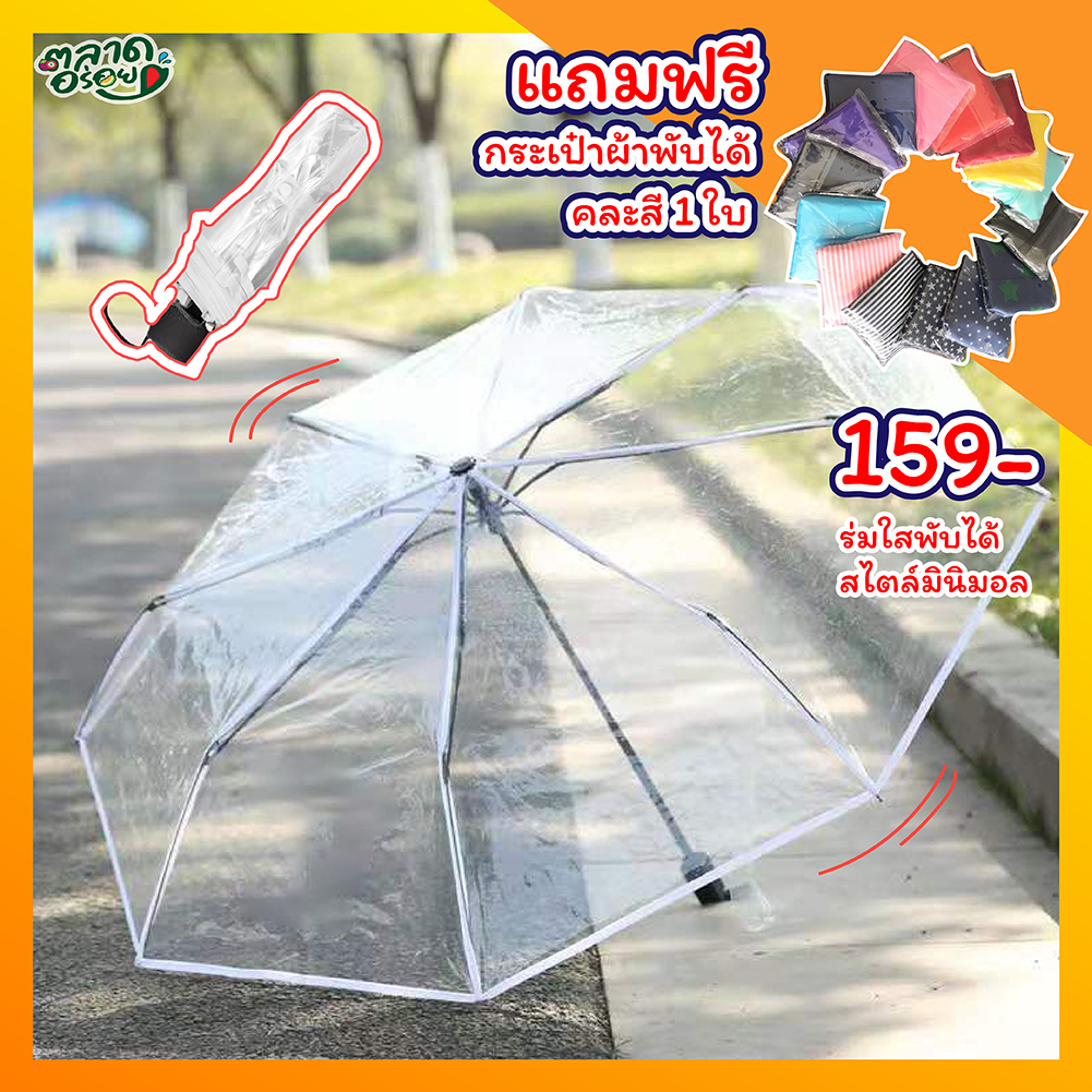 ⚡️พร้อมส่ง⚡️ หน้าฝน ต้องมี ☔️☔️ ร่มใส ร่มสไตล์เกาหลี ร่มกันฝน ร่มใสกันฝน ร่มใสมินิมอล ร่มสีใส น่ารัก ร่มสีใส ร่มพับได้ ร่มตอนเดียว