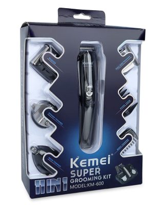 Kemei SUPER GROOMING KIT 11in1 รุ่น KM-600 ชุดเครื่องจัดแต่งทรงผม ปัตตาเลี่ยน ชาร์ตไฟได้ เครื่องโกนหนวด ตัดขนจมูก ตัดผมสั้น ที่ตัดผมไฟฟ้า เครื่องตัดผม ตัดขน บัตตาเลี่ยน โกนผม โกนขน แบตตาเลี่ยน แบบไร้สาย ตัดผมเด็ก ชุดบัดตาเลียน ใบมีดโลหะชนิดพิเศษ