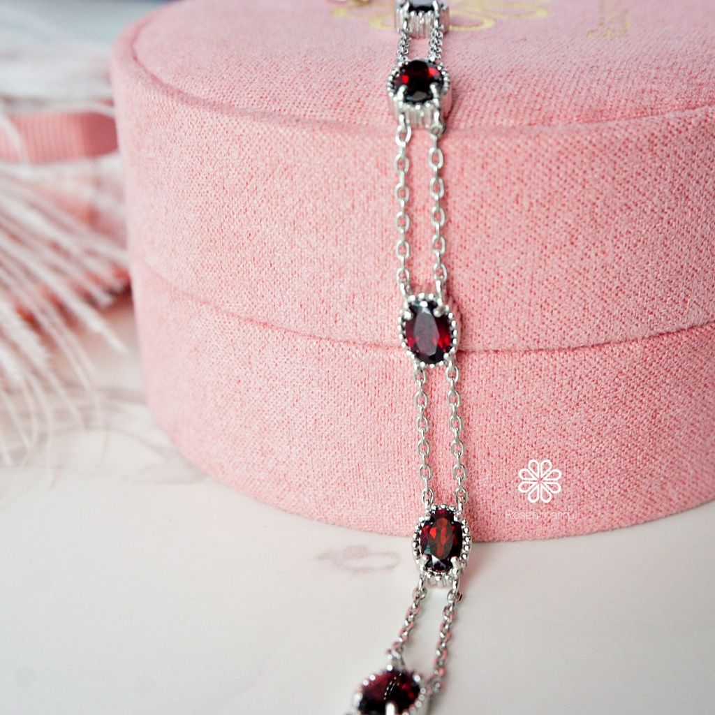 Natural Garnet Bracelet Silver 925 , Gift for her , Birthday Gift , Birthstone , Valentine Gift. ราคา 2,433 บาท*ส่งฟรี